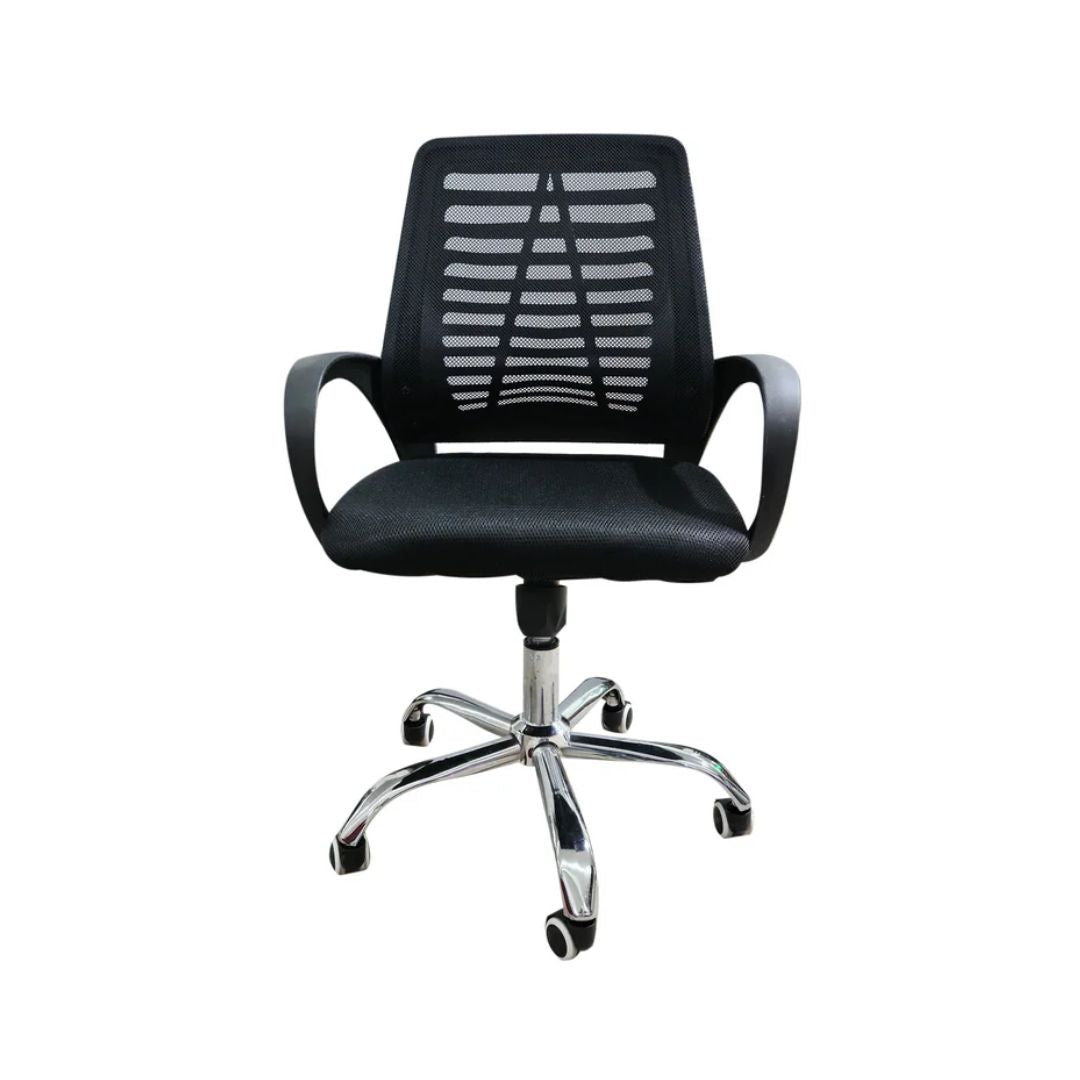 Silla de Oficina Ergonómica Ajustable y Giratoria con Respaldo alto y Soporte Lumbar Negra Powerfik
