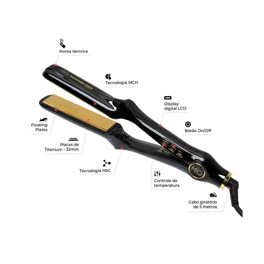 Plancha de Cabello Profesional 480° F(250°C) Titanio Max Pro MQ