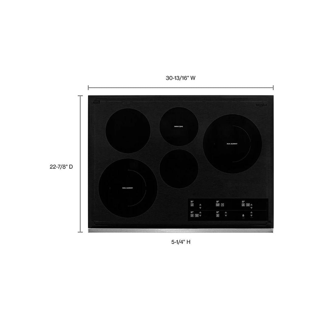 Tope Eléctrico Vitrocerámica 5 Hornillas Táctil 30" Whirlpool