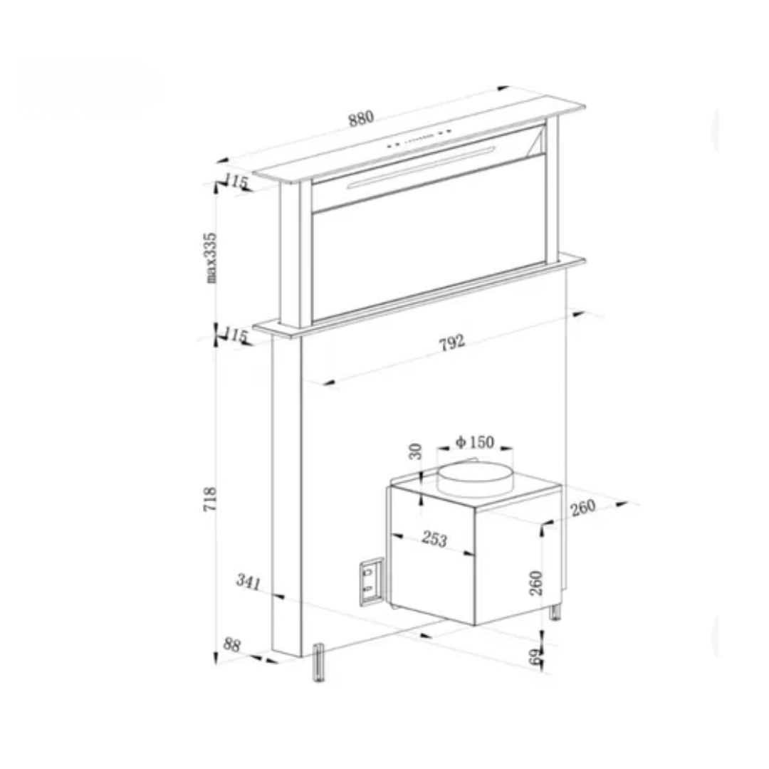 Campana Retraible 90 cm Automatizada Acero Inoxidable Aroha