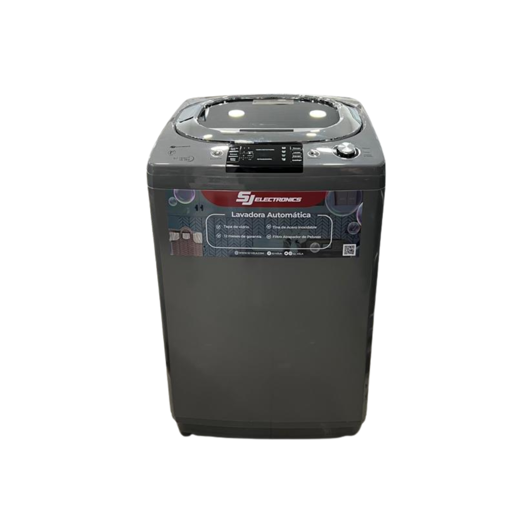Lavadora Automática 10Kilos Tapa de Vidrio Con Caída Lenta Tina Fabricada en Acero Inoxidable  SJElectronics