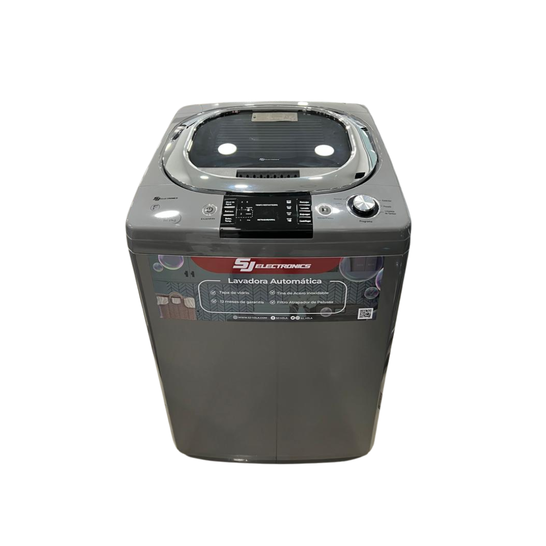 Lavadora Automática 16 Kilos Tapa de Vidrio Con Caída Lenta Tina Fabricada en Acero Inoxidable  SJElectronics