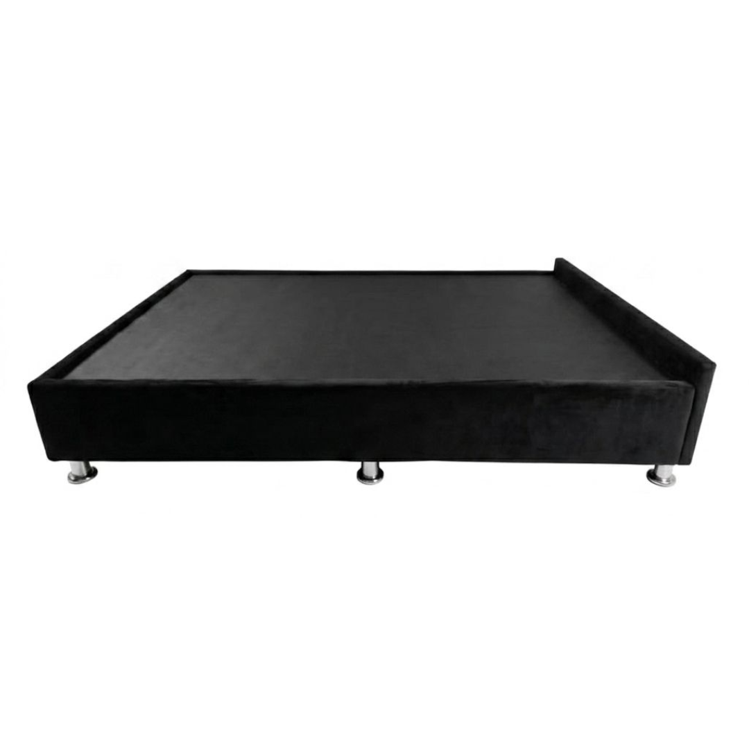 Box Base Tela Negra 9 patas Tubulares Cromadas MATRIMONIAL (1.40x1.90) ALI