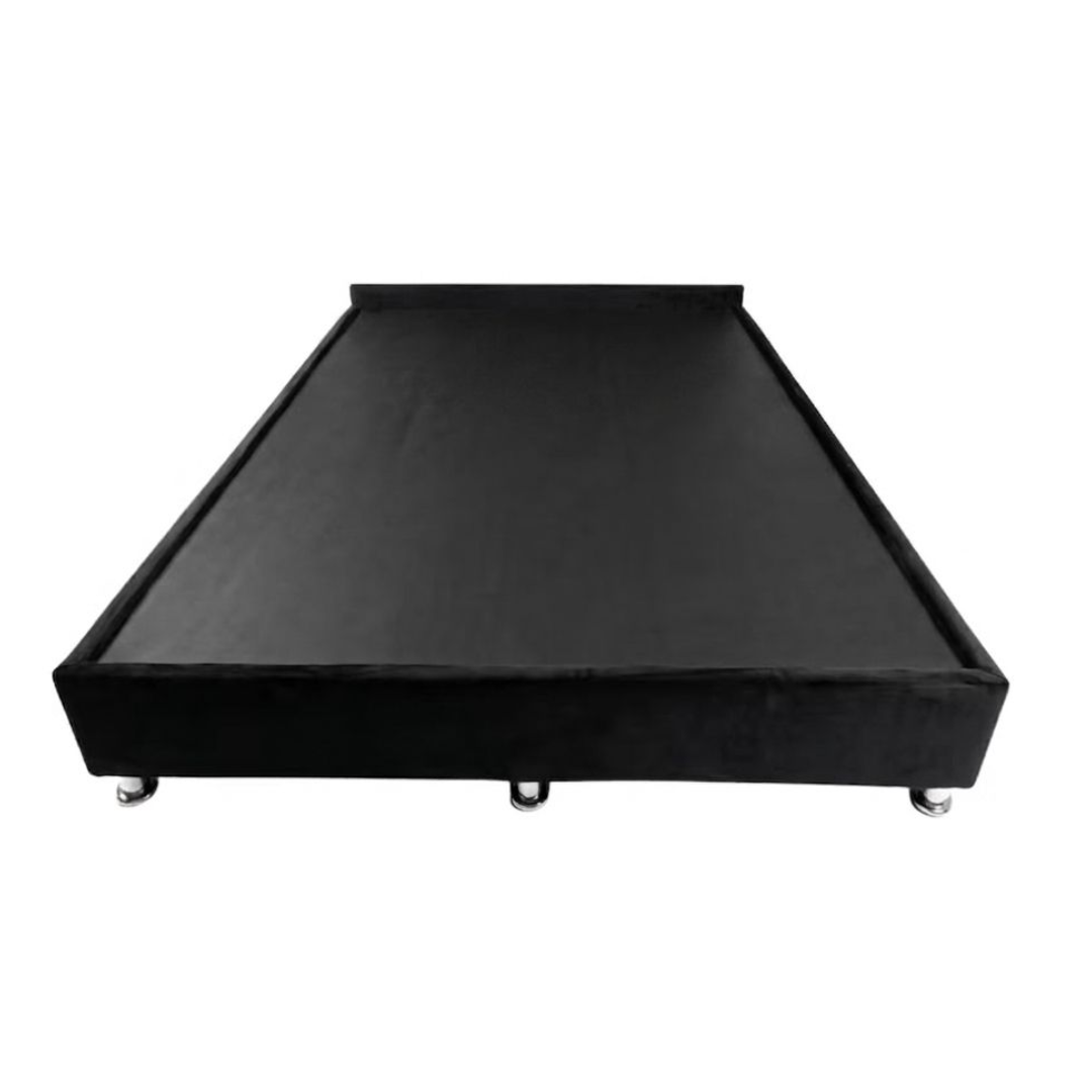 Box Base QUEEN (1.60x1.90) Tela Negra 12 patas Tubulares Cromadas ALI