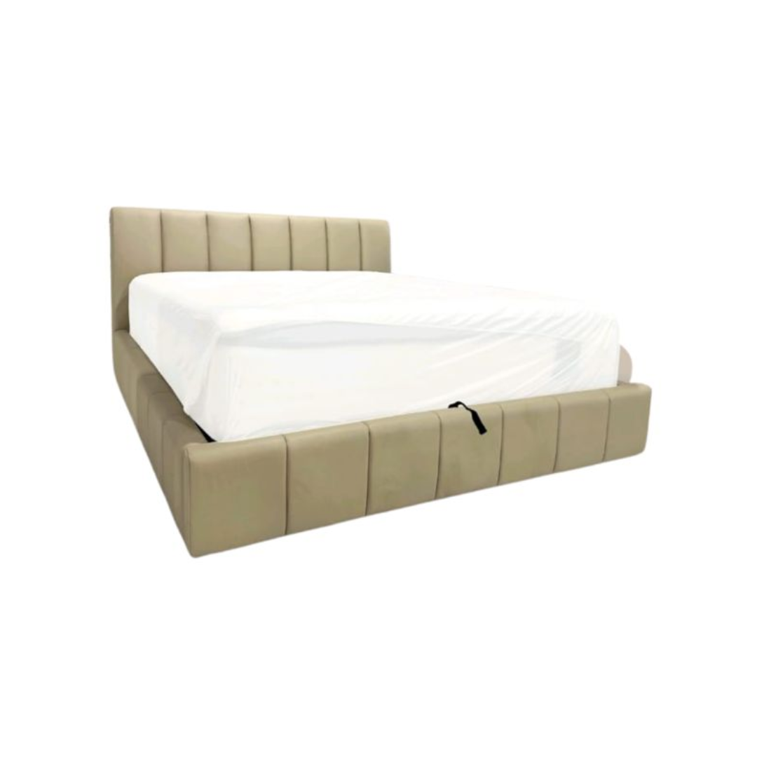 Cama Baúl Con Copete de Cuero King 200x200 Allocco Kassalia