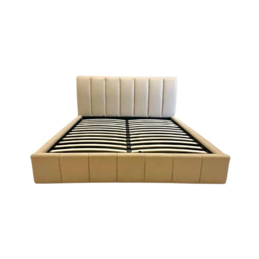 Cama Baúl Con Copete de Cuero Queen 160x190 Allocco Kassalia