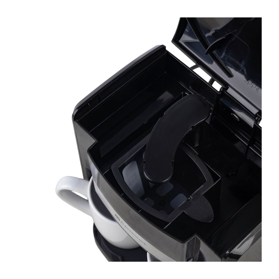 Cafetera Eléctrica 2 Tazas Negra Incluye 2 Tazas de Porcelanato  AS Electronic