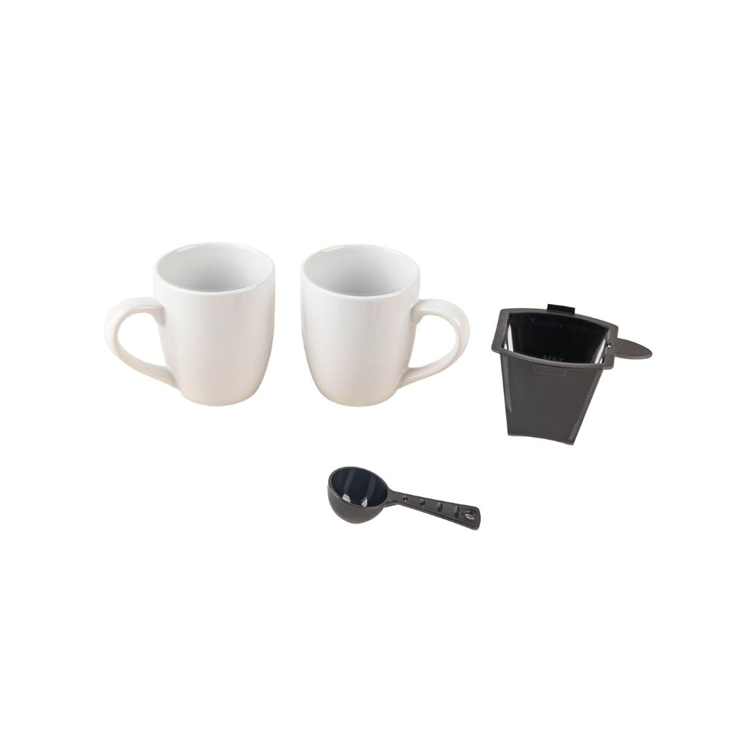 Cafetera Eléctrica 2 Tazas Negra Incluye 2 Tazas de Porcelanato  AS Electronic