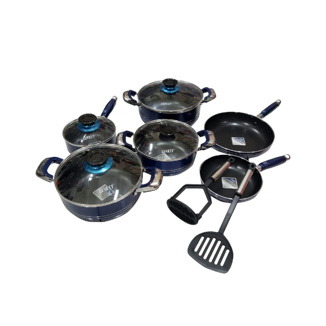 Juego de Ollas 12 Piezas Teflón Azul Sankey