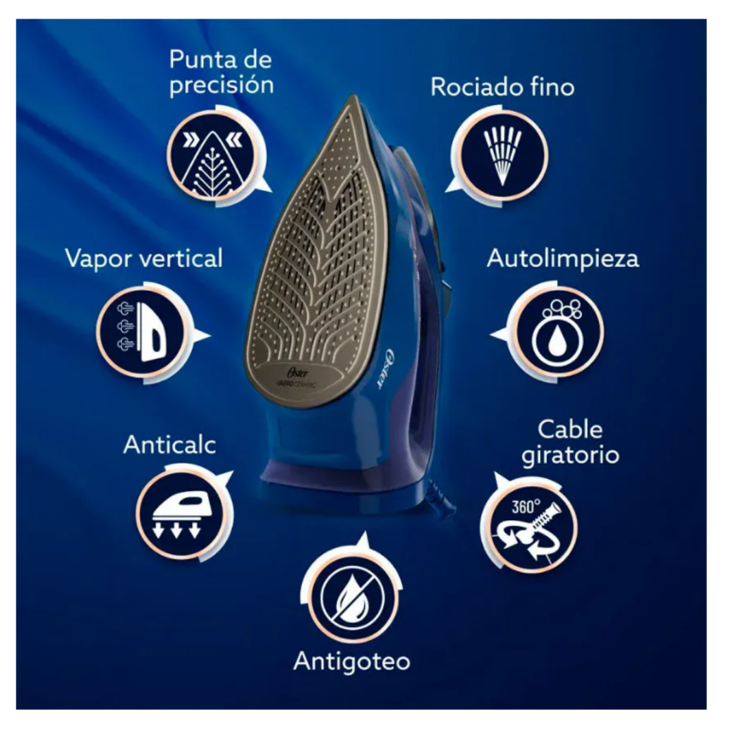 Oster Plancha de Vapor, AeroGlide  Azul Oscuro Oster