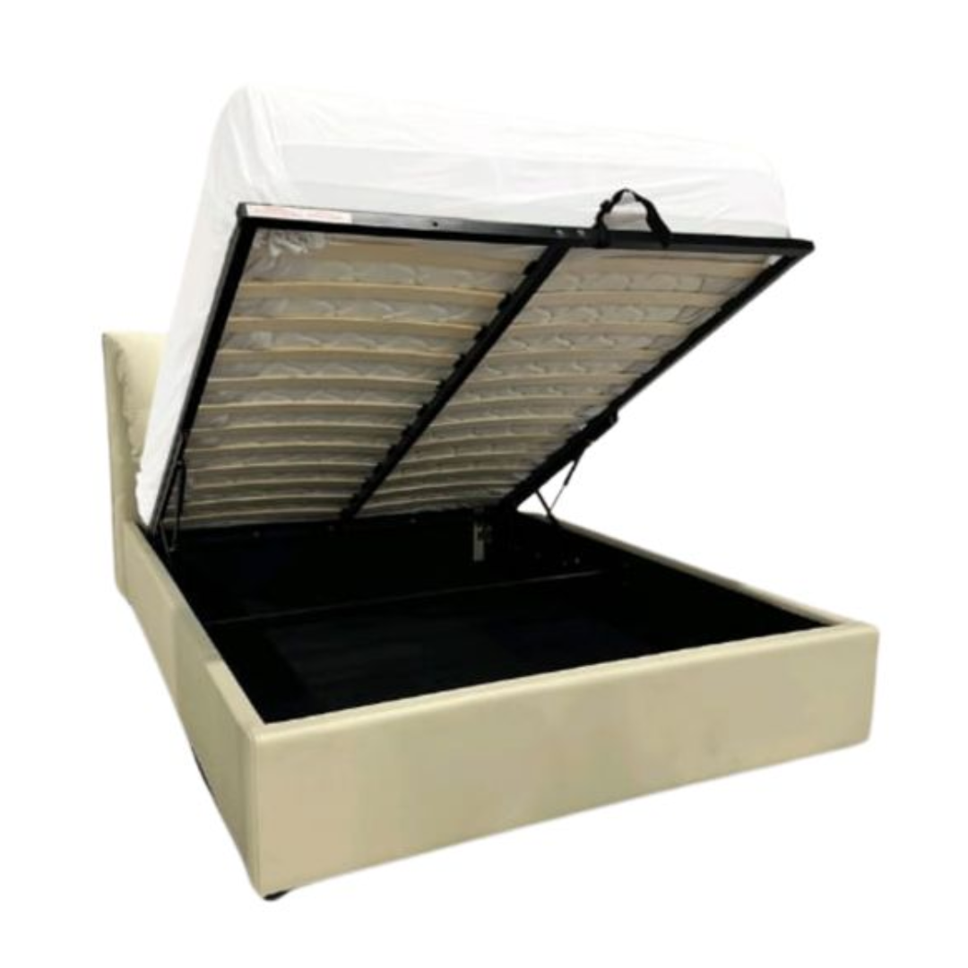 Cama Baúl Con Copete de Cuero King 200x200 Bondi Kassalia