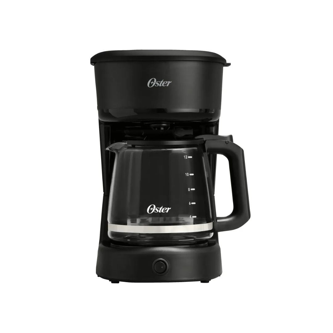 Cafetera de 12 Tazas Con Filtro Reutilizable Botón Luz Encendido y Apagado Función Pausa y Servir Ventanilla de Agua Negro Oster