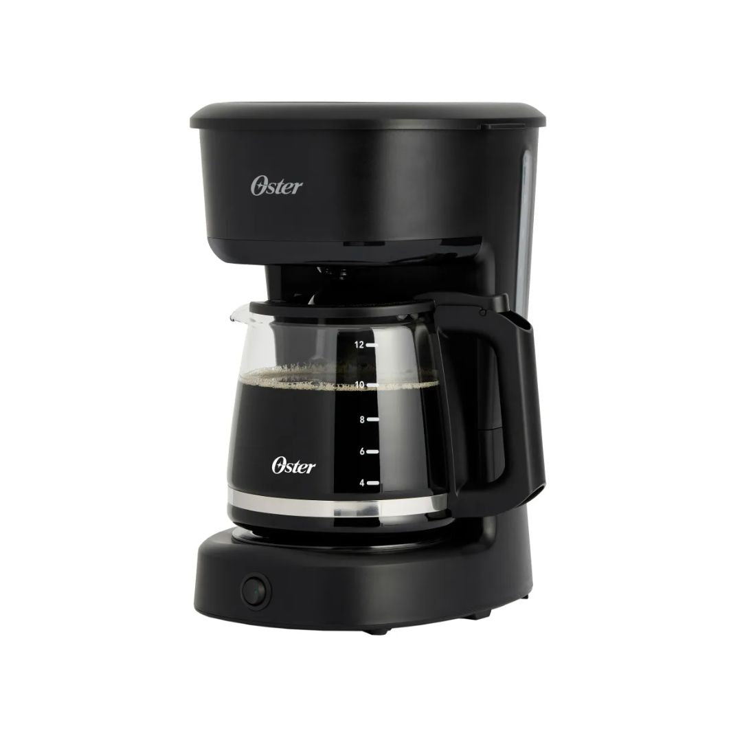 Cafetera de 12 Tazas Con Filtro Reutilizable Botón Luz Encendido y Apagado Función Pausa y Servir Ventanilla de Agua Negro Oster