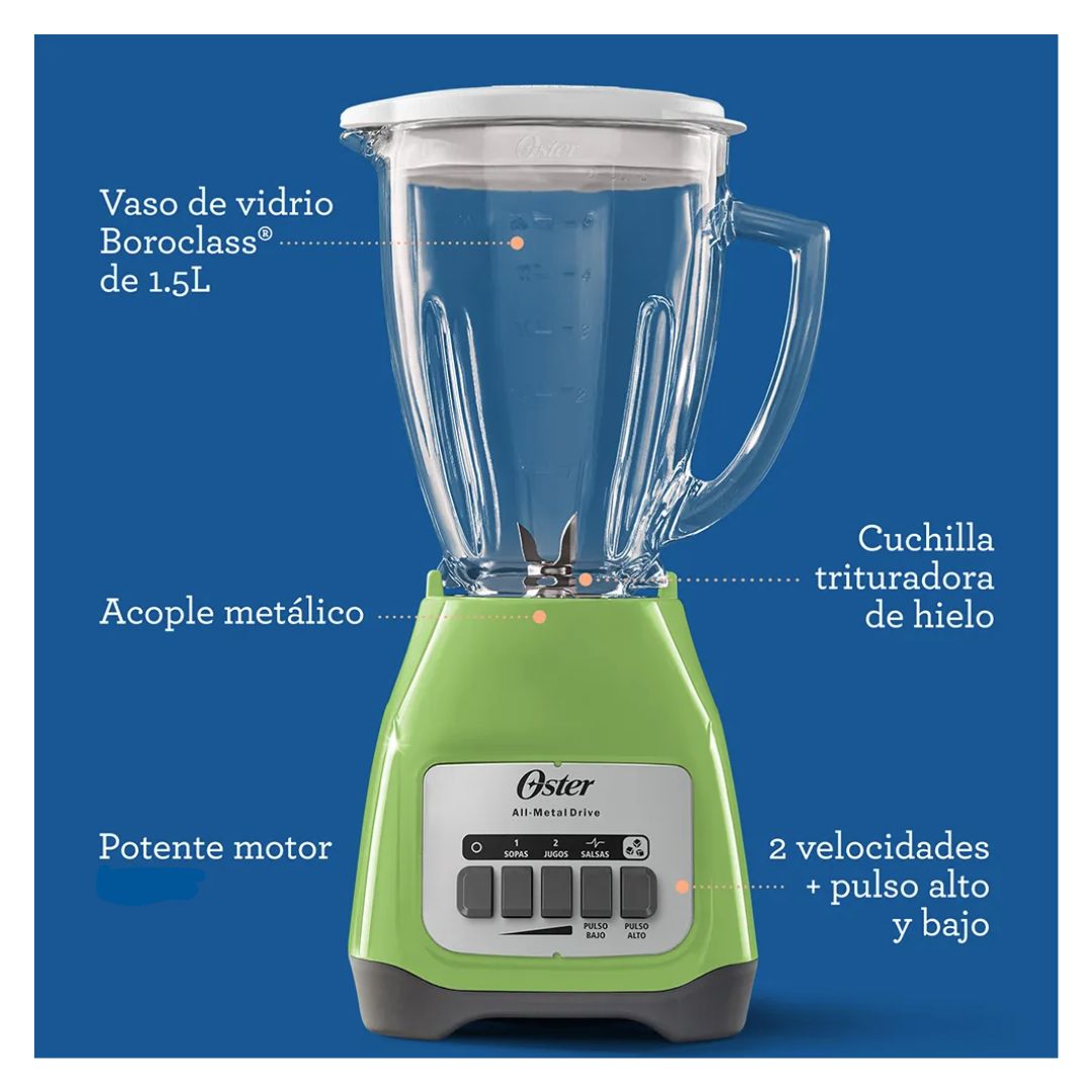 Licuadora  2 Velocidades Más Pulso y Vaso de Vidrio Oster®