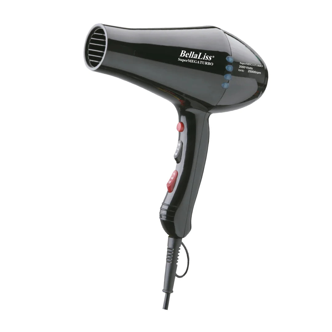 Secador de cabello 25000 RPM super megaturbo negro BELLALISS