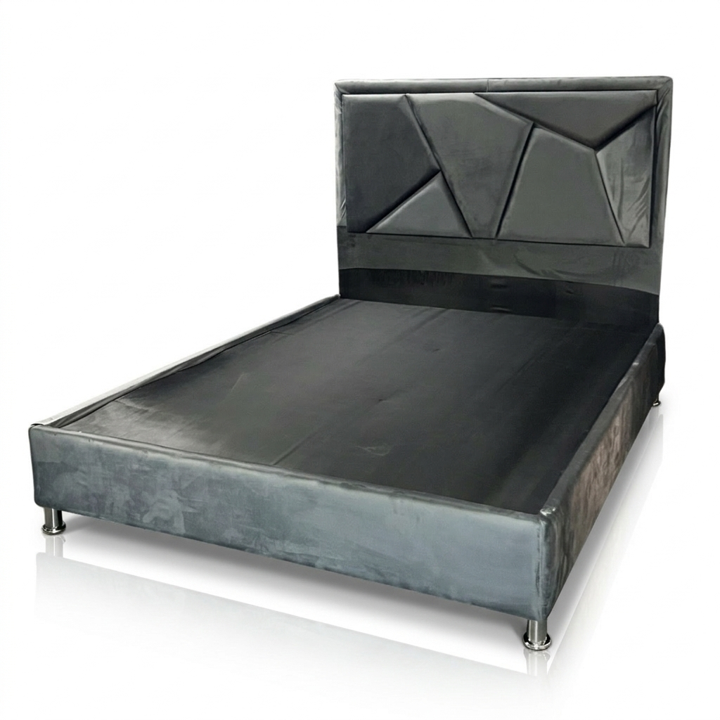 Cama Box Ali Con Copete Matrimonial Bipiel Gris Roma
