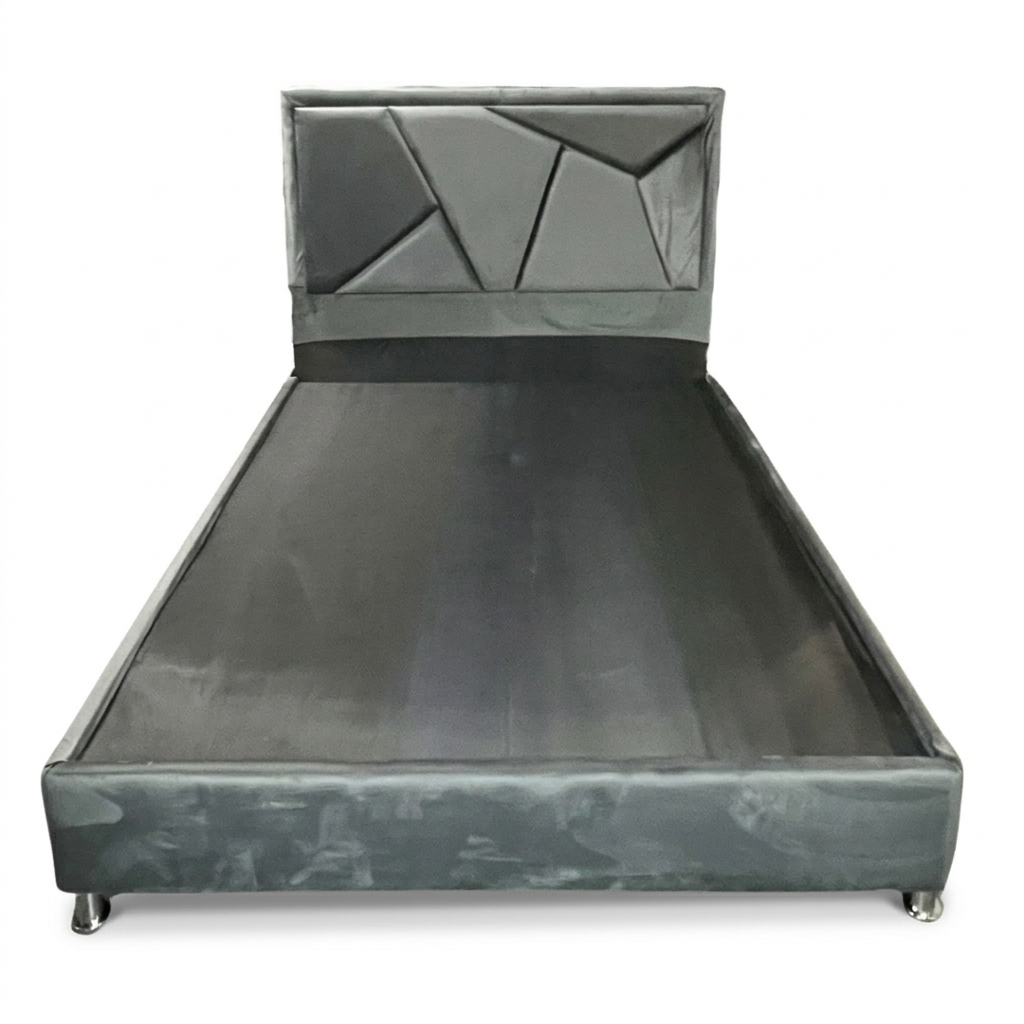 Cama Box Ali Con Copete Matrimonial Bipiel Gris Roma
