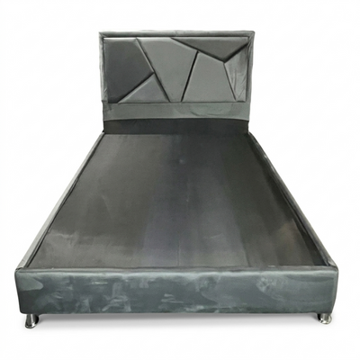 CamaBox ALI con Copete MATRIMONIAL (1.40X1.90) 9 patas Croma Tela Gris Roma