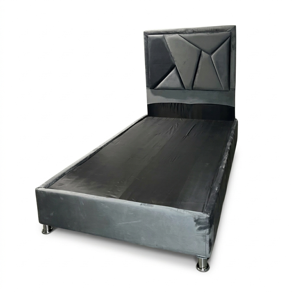 Cama Box Ali Con Copete Individual  Bipiel Gris Roma