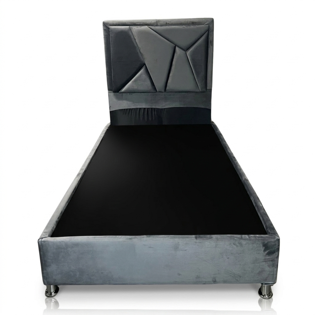 Cama Box Ali Con Copete Individual  Bipiel Gris Roma