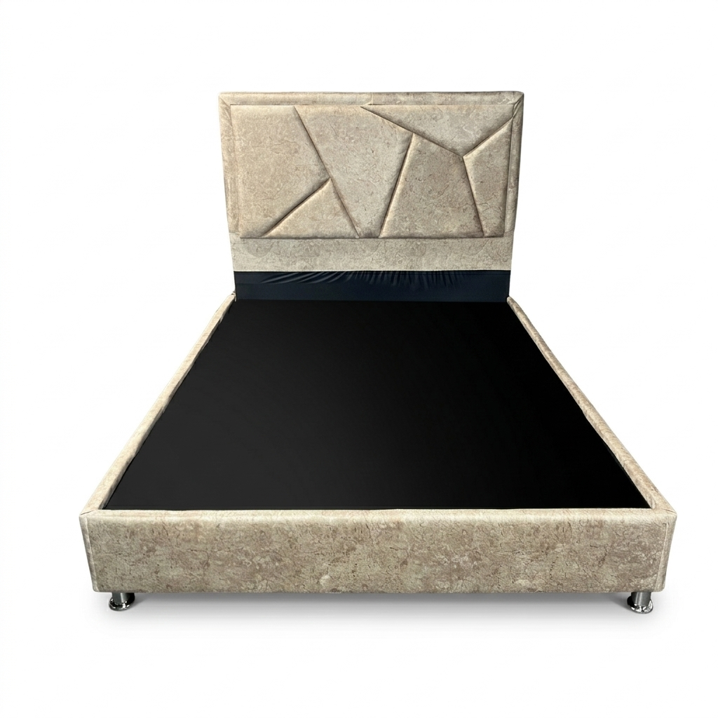 Cama Box Ali Matrimonial Con Copete Bipiel Beige Roma