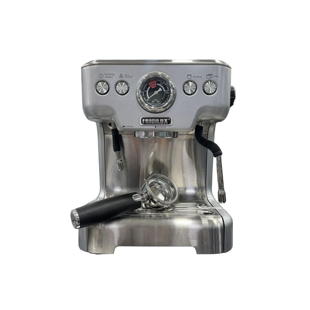 Cafetera Espresso Acero Inoxidable 2.7 Litros Con Tubo de Vapor para Espumar Frigilux