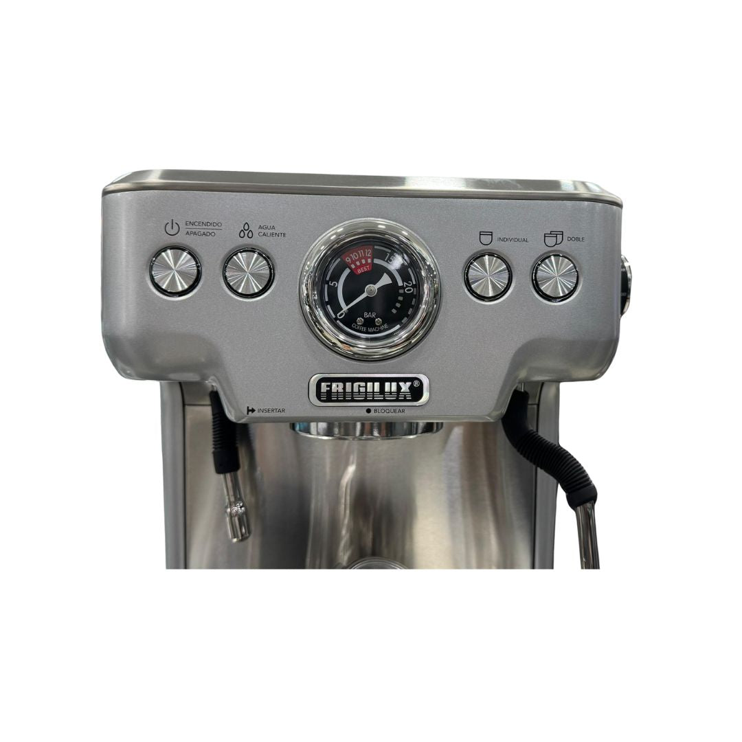 Cafetera Espresso Acero Inoxidable 2.7 Litros Con Tubo de Vapor para Espumar Frigilux