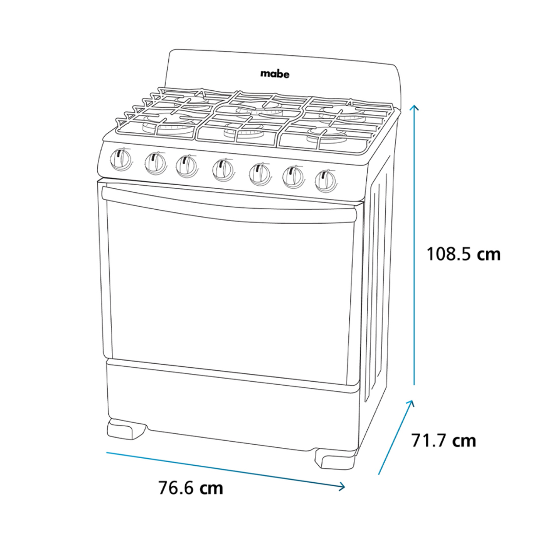 Cocina a Gas 76 cm 6 Hornillas Plata Mercury Mabe