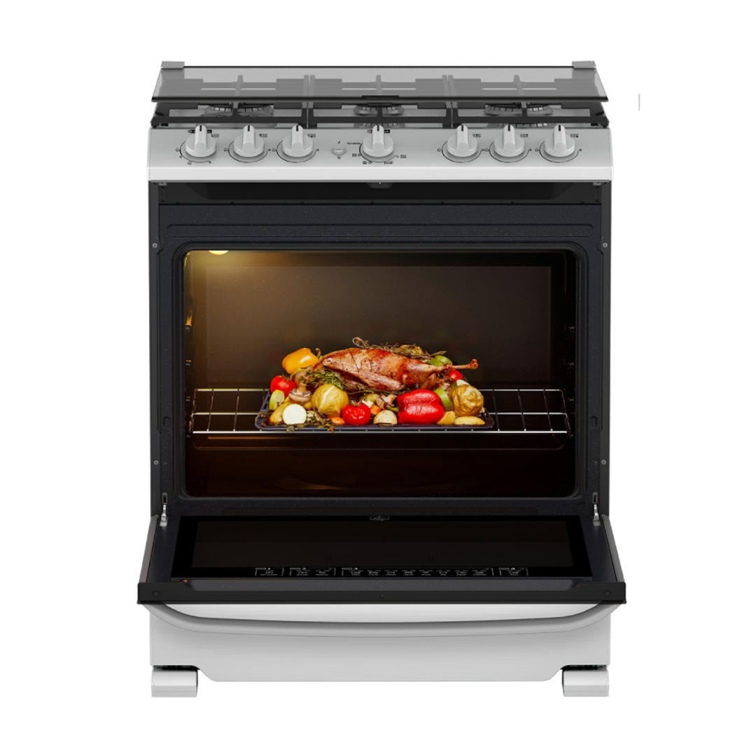 Cocina a Gas 76 Cm Acero Inoxidable 6 Hornillas un Horno con tecnología Perfect Cook Mabe