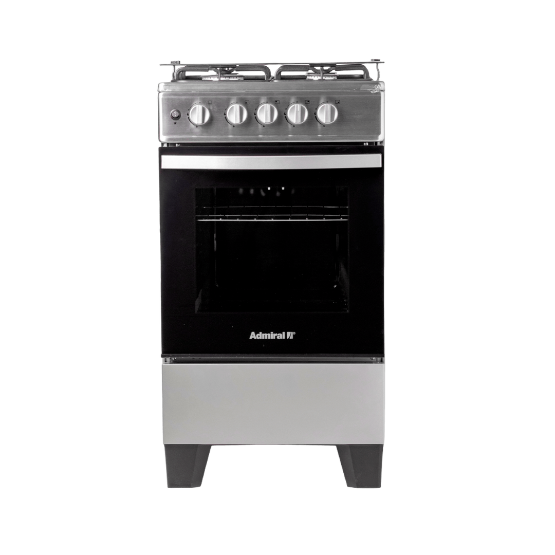 Cocina a Gas 4 hornilla 20" Acero Inoxidable Tapa De Vidrio Admiral