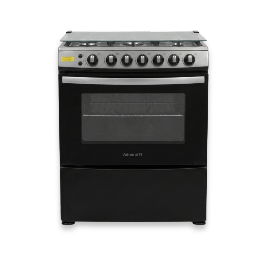Cocina a Gas 30'' 6 Hornillas Negra Admiral