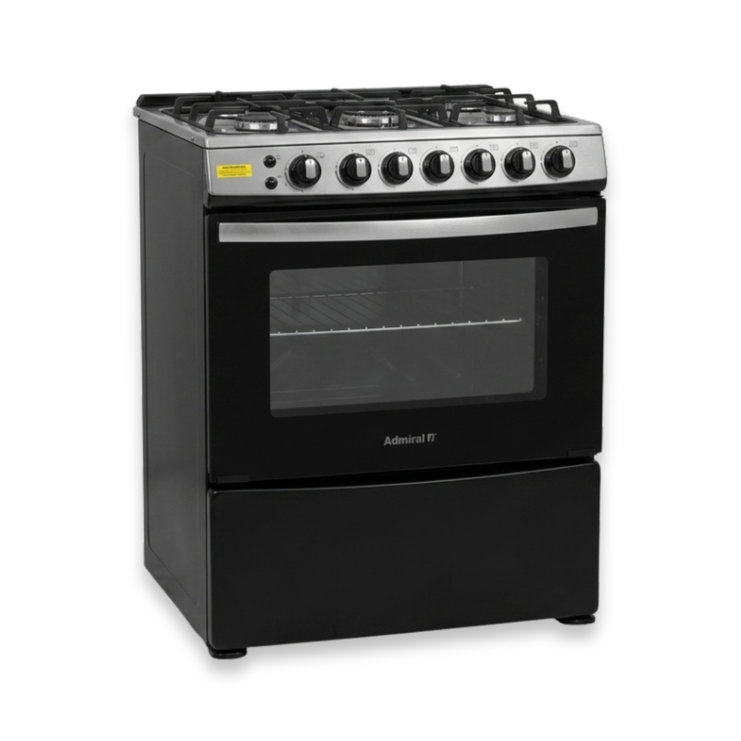 Cocina a Gas 30'' 6 Hornillas Negra Admiral