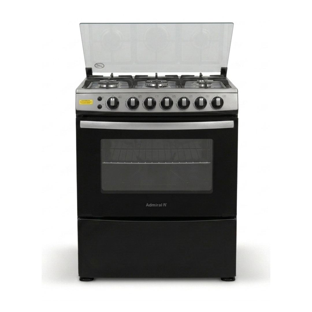 Cocina a Gas 30'' 6 Hornillas Negra Admiral