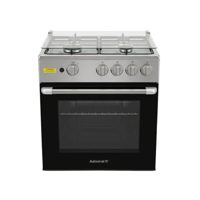 Cocina a Gas 24" 4 Hornillas Tapa de Vidrio Encendido Eléctrico Acero Admiral