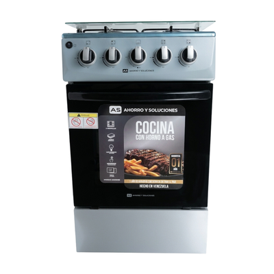 Cocina De 20" Gris Con Luz Y Encendido + T/V 4 Hornillas AS ELECTRONICS