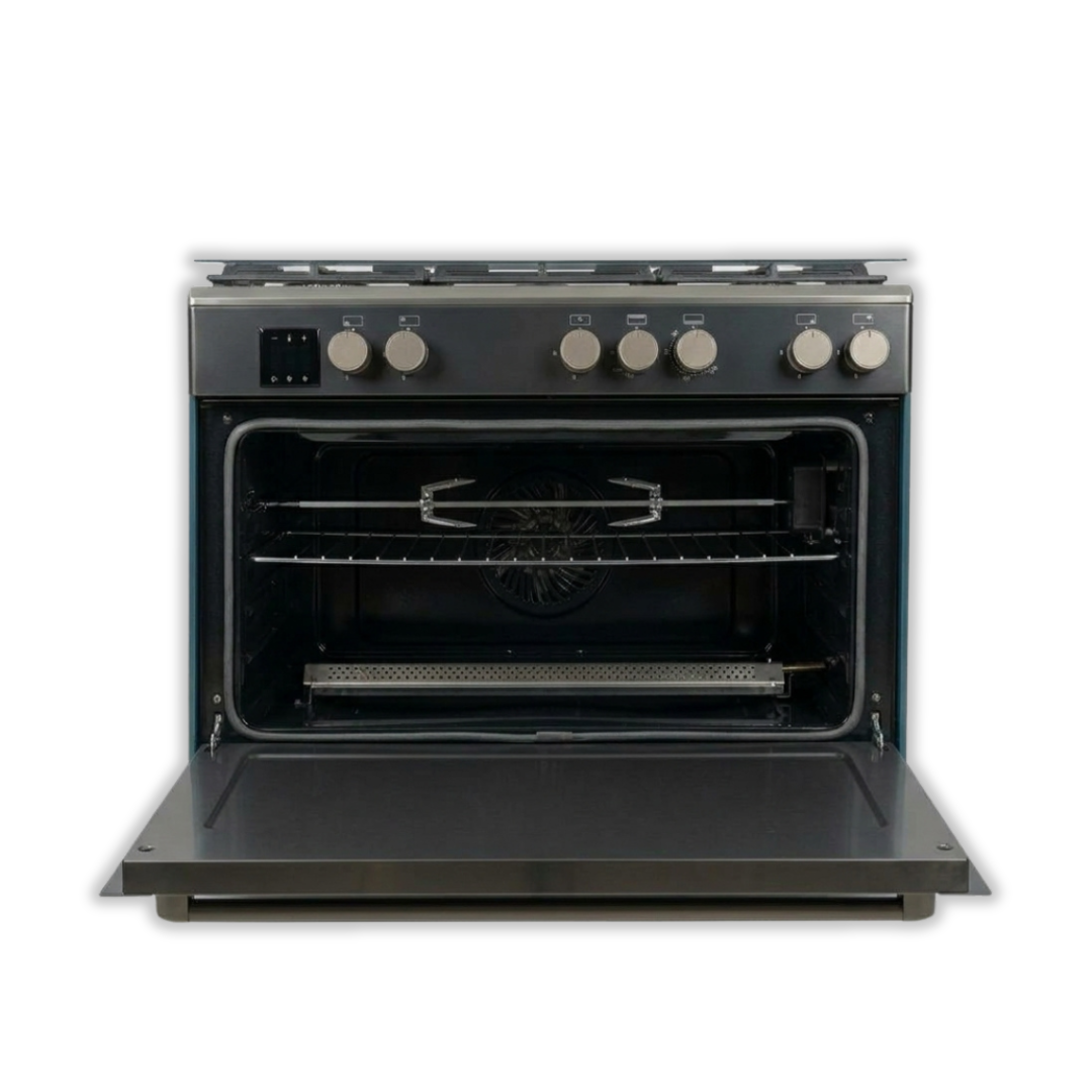 Cocina a Gas 35" 5 Hornillas Acero, ENC, LUZ, Gratinador BM