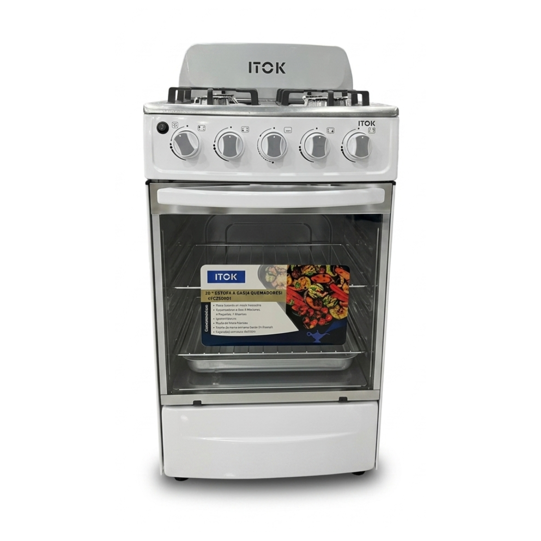 Cocina A Gas 4 hornillas blanca Itok