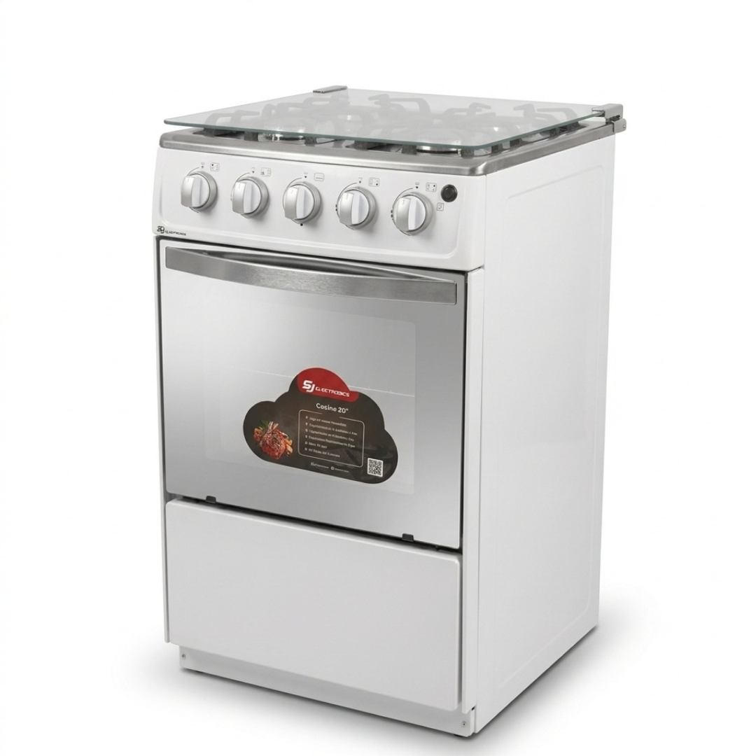 Cocina 4 Hornillas Blanca Perrillas Gruesas + Encendido SJ Electronics