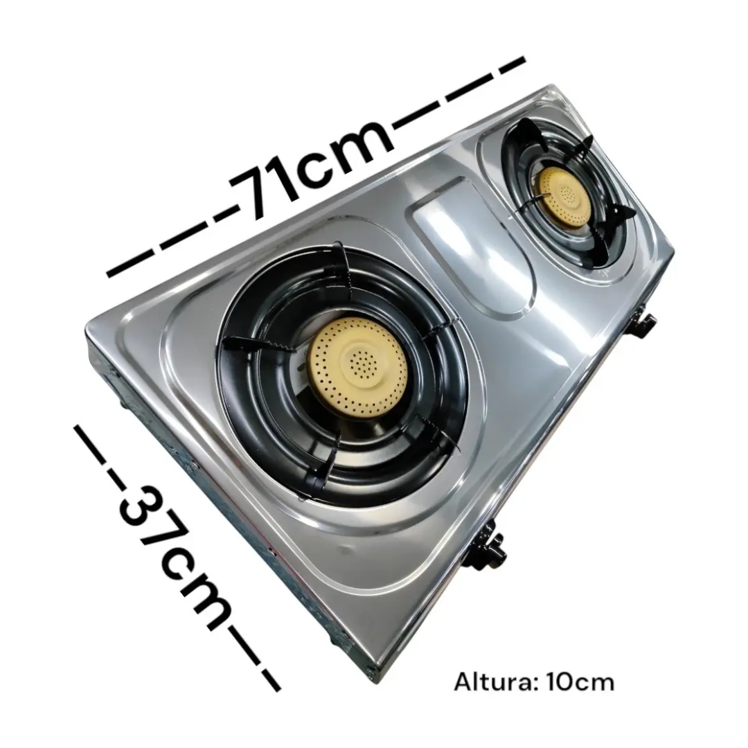Cocina A Gas 2 Hornillas Acero Inoxidable MlPlus