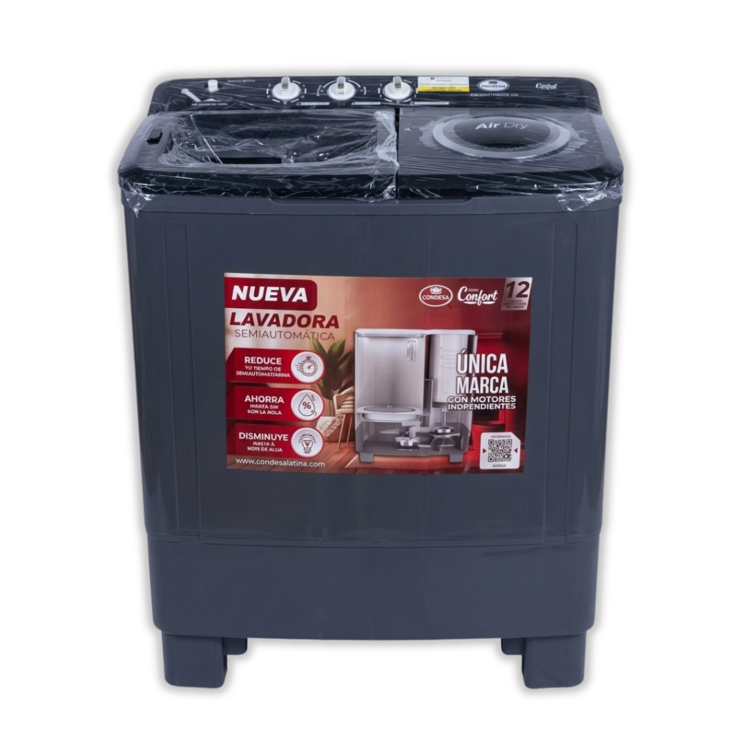 Lavadora Condesa Doble Tina / Semiautomática Gris de 12kg  CONDESA