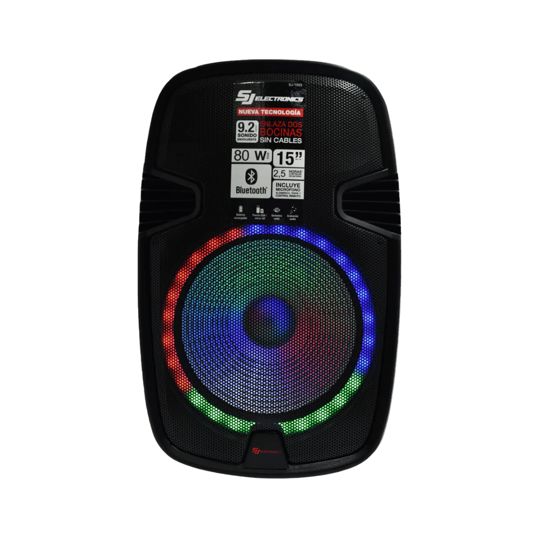 Altavoz Portatil 15" con Paral y Microfono SJ ELECTRONICS