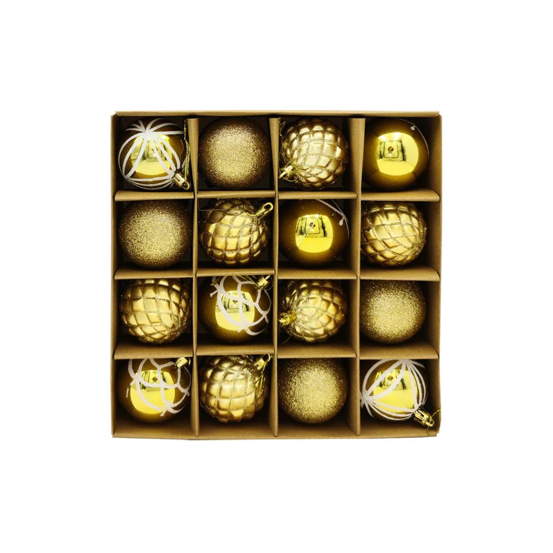 Set de 16 bambalinas con purpurina 6 cm DORADAS Powerfik