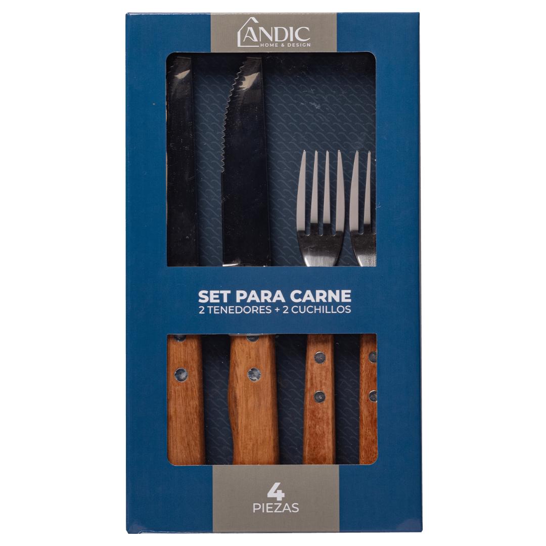 Set para Carne de Cuchillo y Tenedor 4 Piezas para Carne