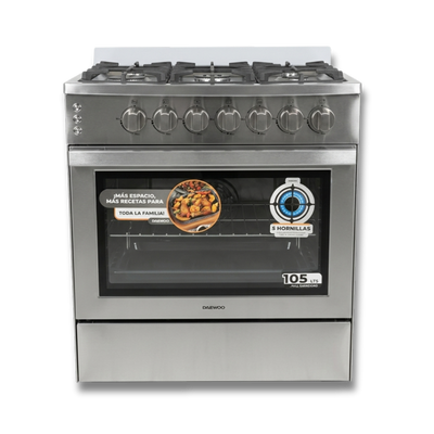 Cocina a Gas 30" 5H Acero Inox ENC + Grill + Gratinador + Luz DAEWOO