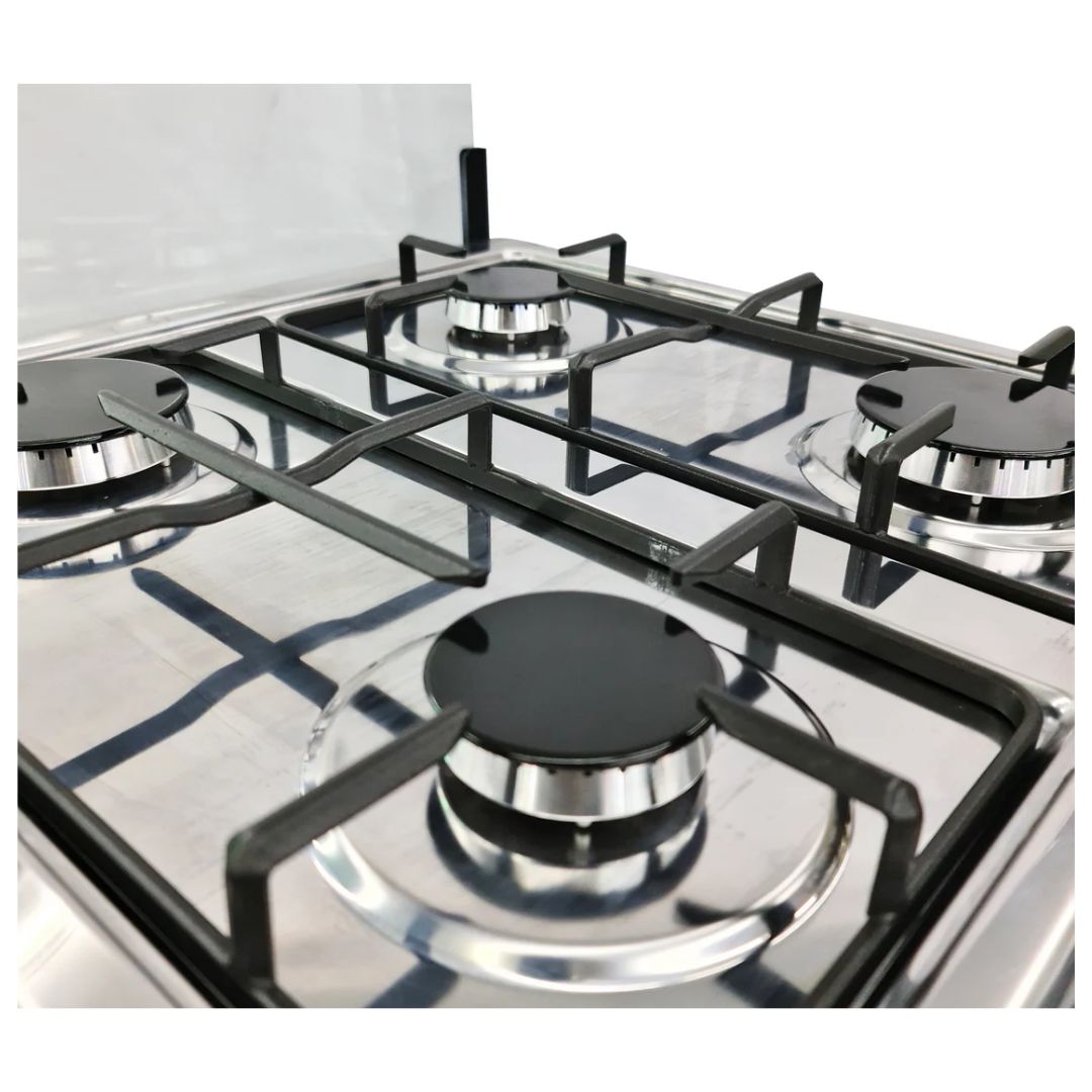 Cocina a Gas 4 Hornillas Tapa de Vidrio Gris Nero