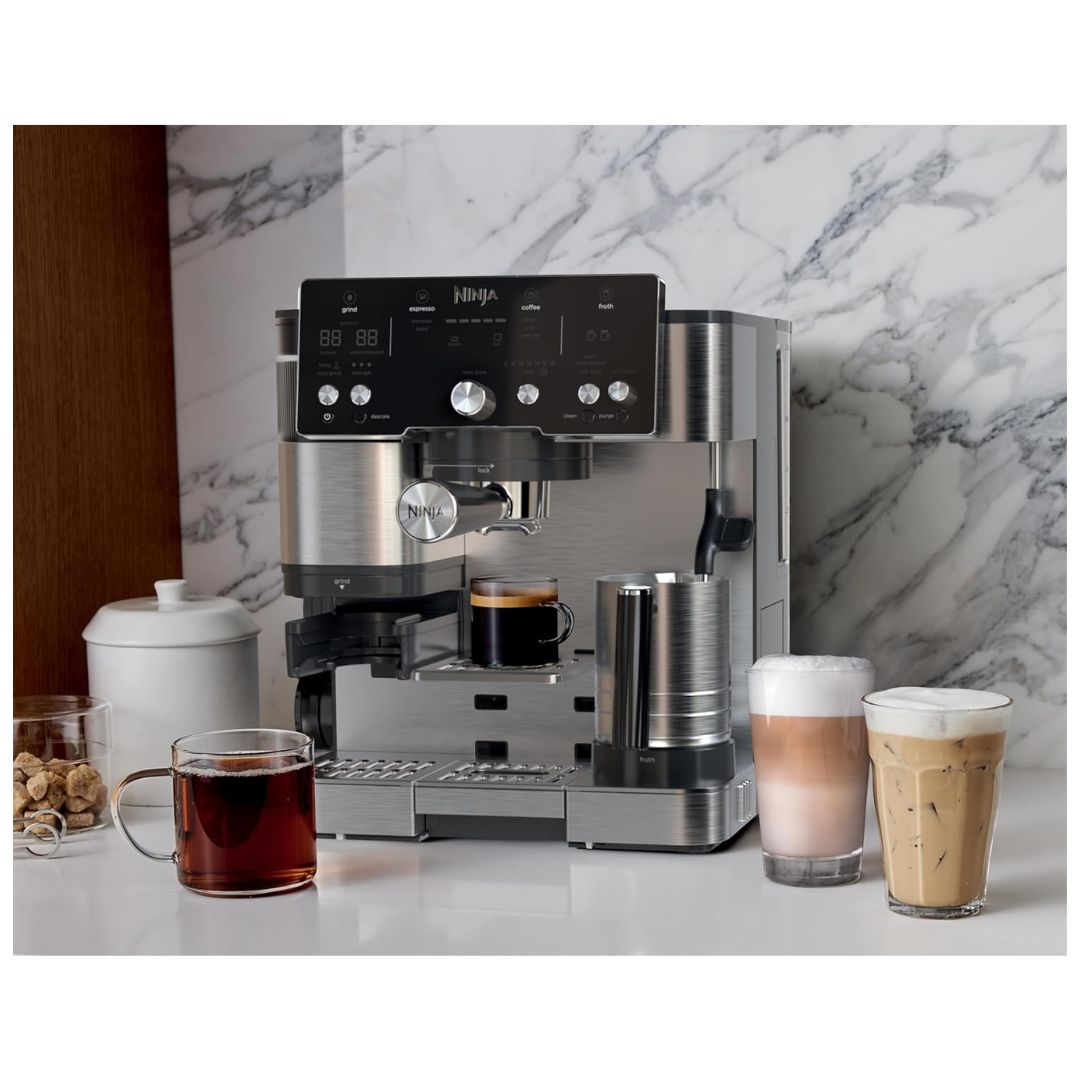 Cafetera de Lujo Espresso Con Molino y Espumador Acero Inoxidable Ninja