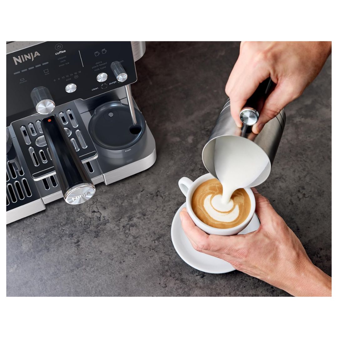 Cafetera de Lujo Espresso Con Molino y Espumador Acero Inoxidable Ninja