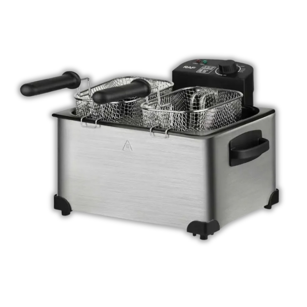 Freidora De Aceite Eléctrica 5 Litros Doble Tina Plateado RAF