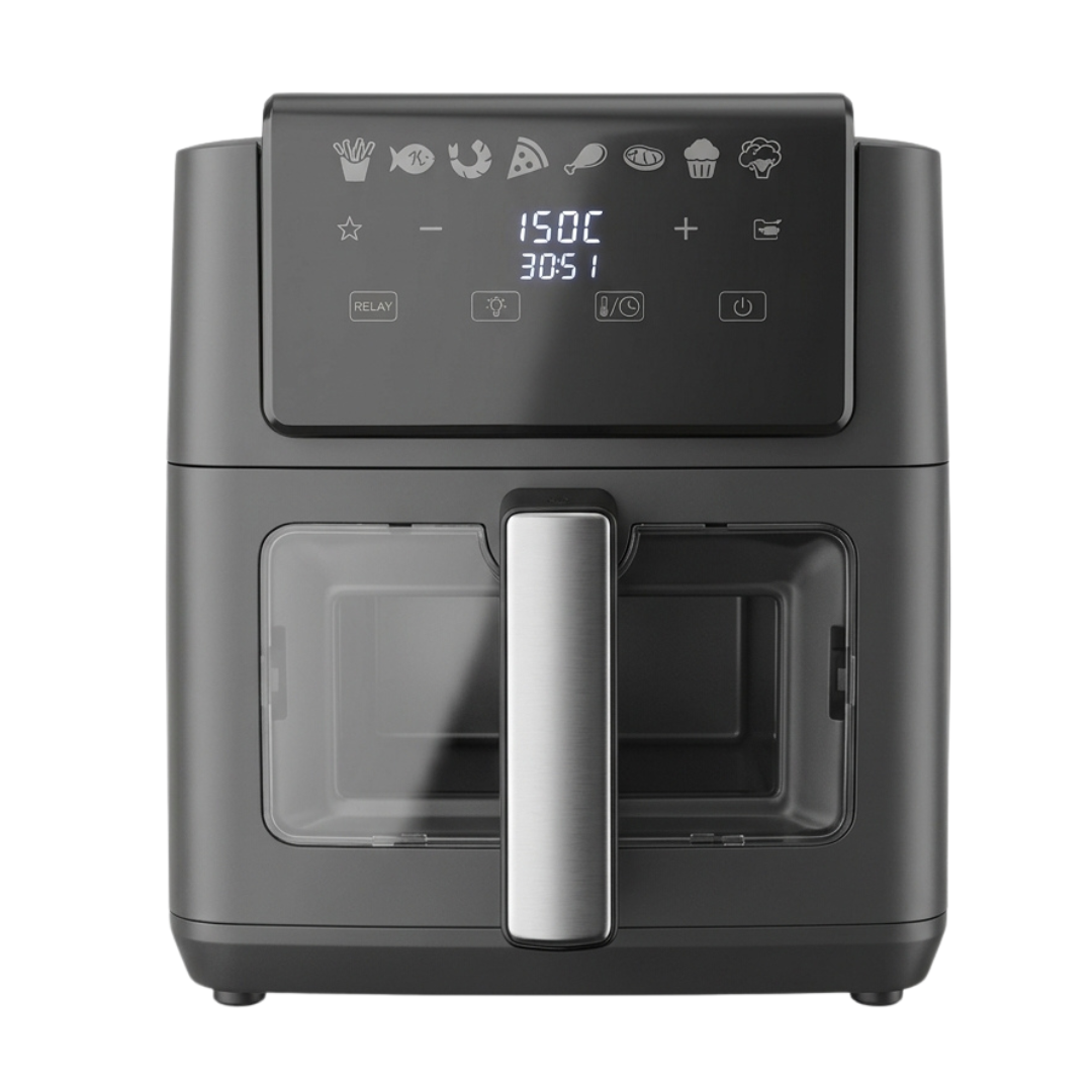 Freidora De Aire Gris 5L Con Visor 1500 Watts 200 Grados SJ ELECTRONICS