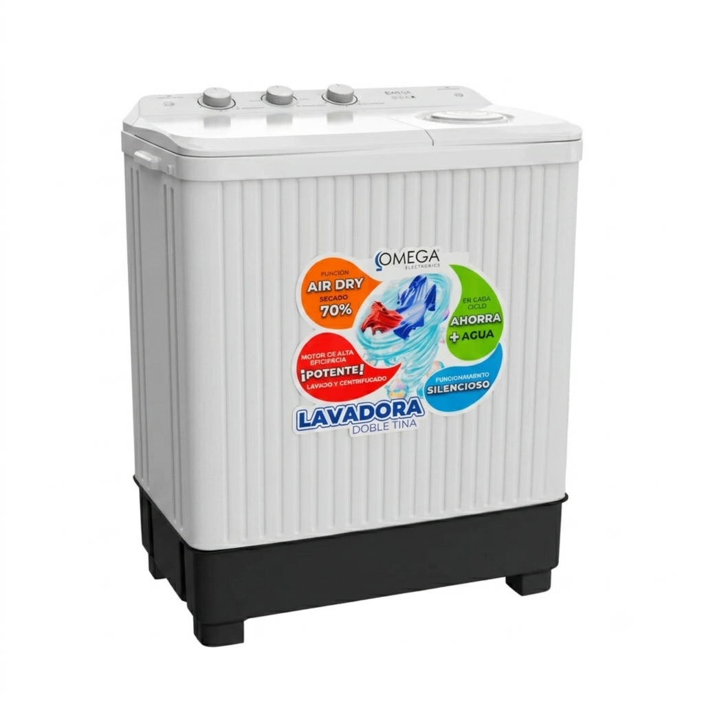 Lavadora Doble Tina 7 Kilos Tapa Blanca Omega